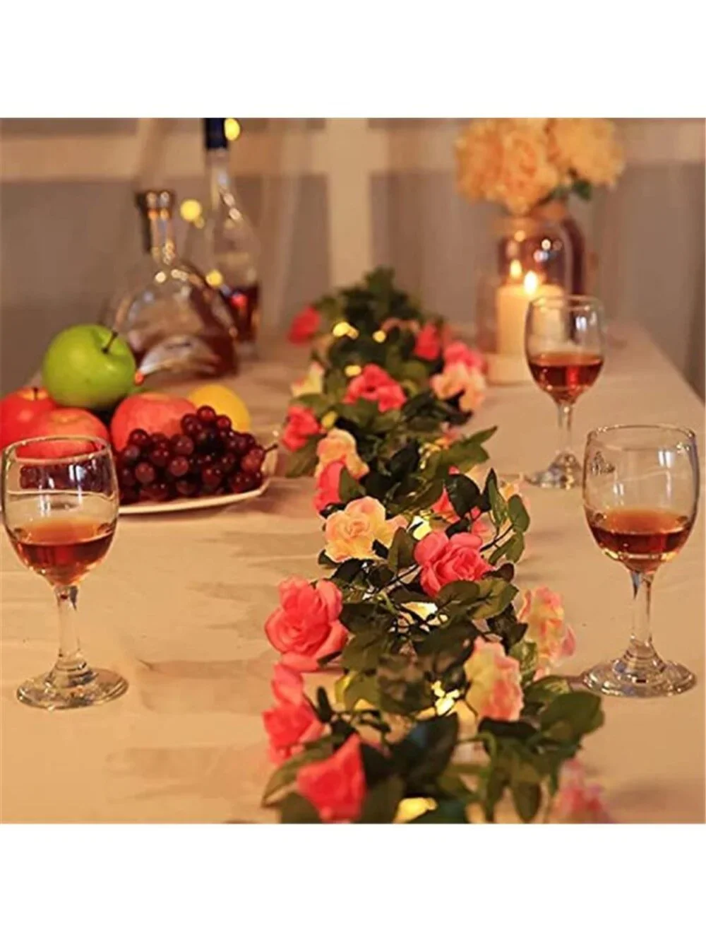 Rose Flower String Lights LED Fairy Garland Battery Operated Romantic Decor